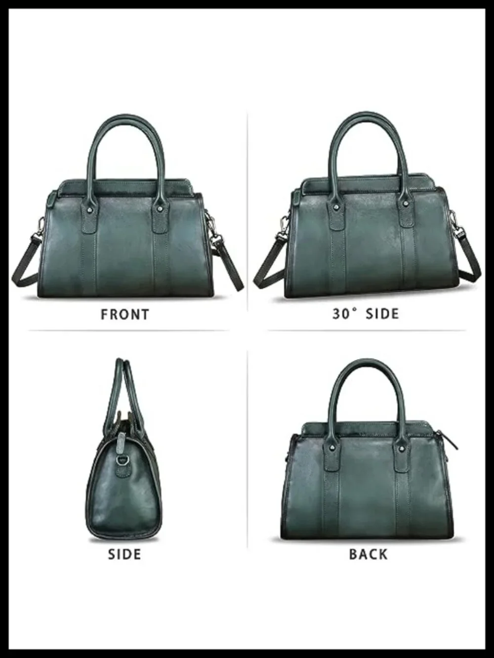 Vintage Genuine Leather Satchel Shoulder Bag Top Handle Crossbody